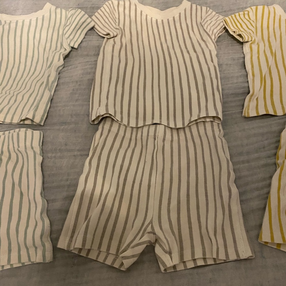 Set of 5 Pehr Organic Cotton Stripes Away organic cotton shorts 2-3T Pajamas - Picture 3 of 13